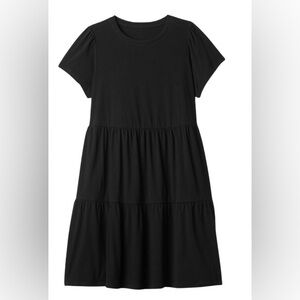 Gap Black Tiered T-Shirt Dress Short-Sleeve
